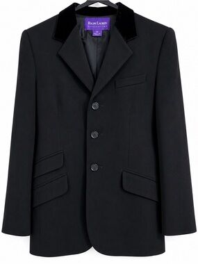 Ralph Lauren Black Blazer with Velvet Notch Collar, Excellent condition!